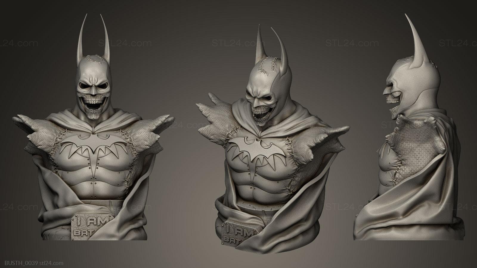 Бюсты монстры и герои (Бэтмен Хэллоуин, BUSTH_0039) 3D модель для ЧПУ станка